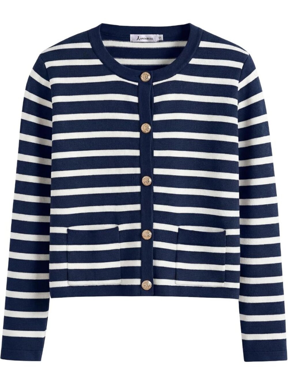 Cropped Striped Button Down Cardigan Sweater for Women - Cozy Knit Layering